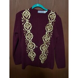 Marisa Christina Embellished Nylon Angora Rabbit Hair Wool Sweater Sz S TubH3